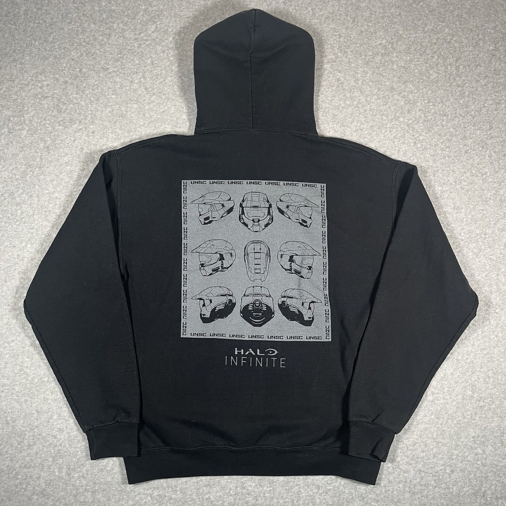 Halo Infinite Pullover Hoodie Men's Large Black Xbox Gaming Master Chief FLAW